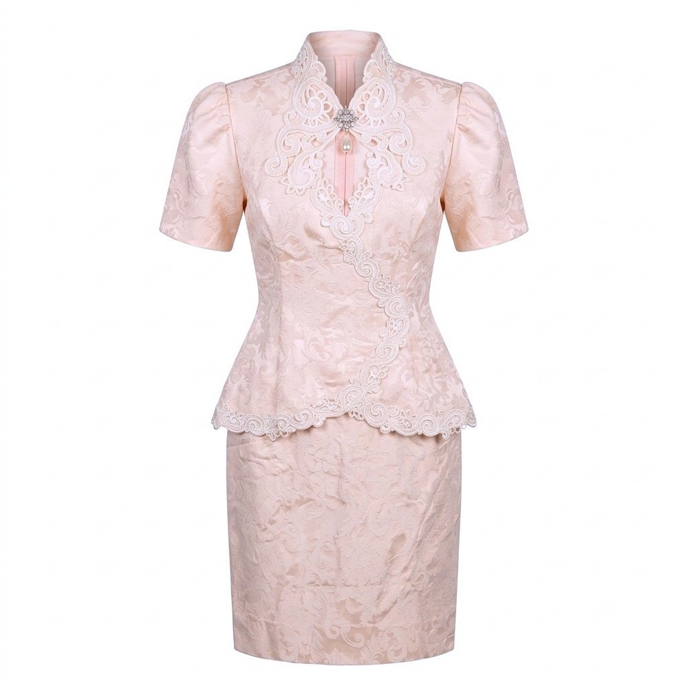 Scott McClintock Pink Brocade Lace Dress Jewel Embellished Formal Evening 14 VTG